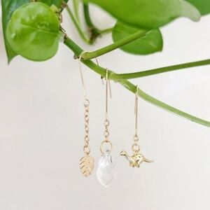 Gold and Crystal Drop Earrings Set